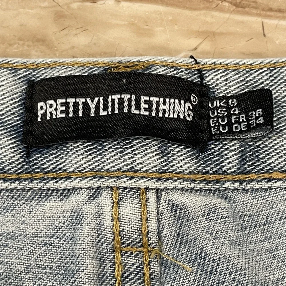 PLT Pretty little thing womens High Waisted stretchy JEAN shorts DENIM UK 8 US 4 - Picture 6 of 7